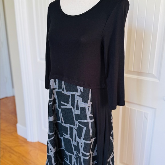 NWT KOZAN Artsy Black & Gray Geometric Print Dress Avant Garde Style Women XS - Picture 11 of 13